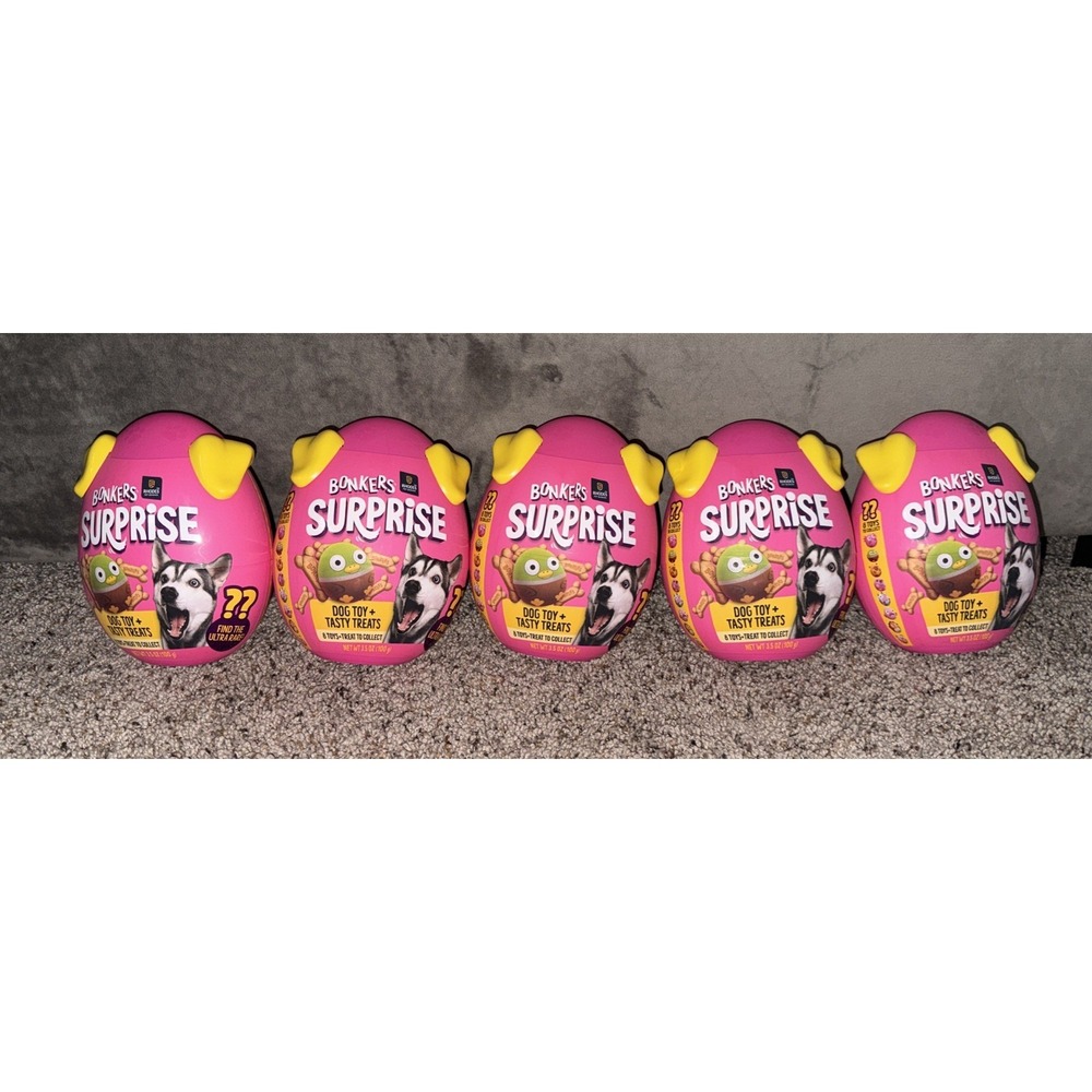 Lot of 5 Bonkers Surprise Dog Toy +‎ Tasty Treats Pack